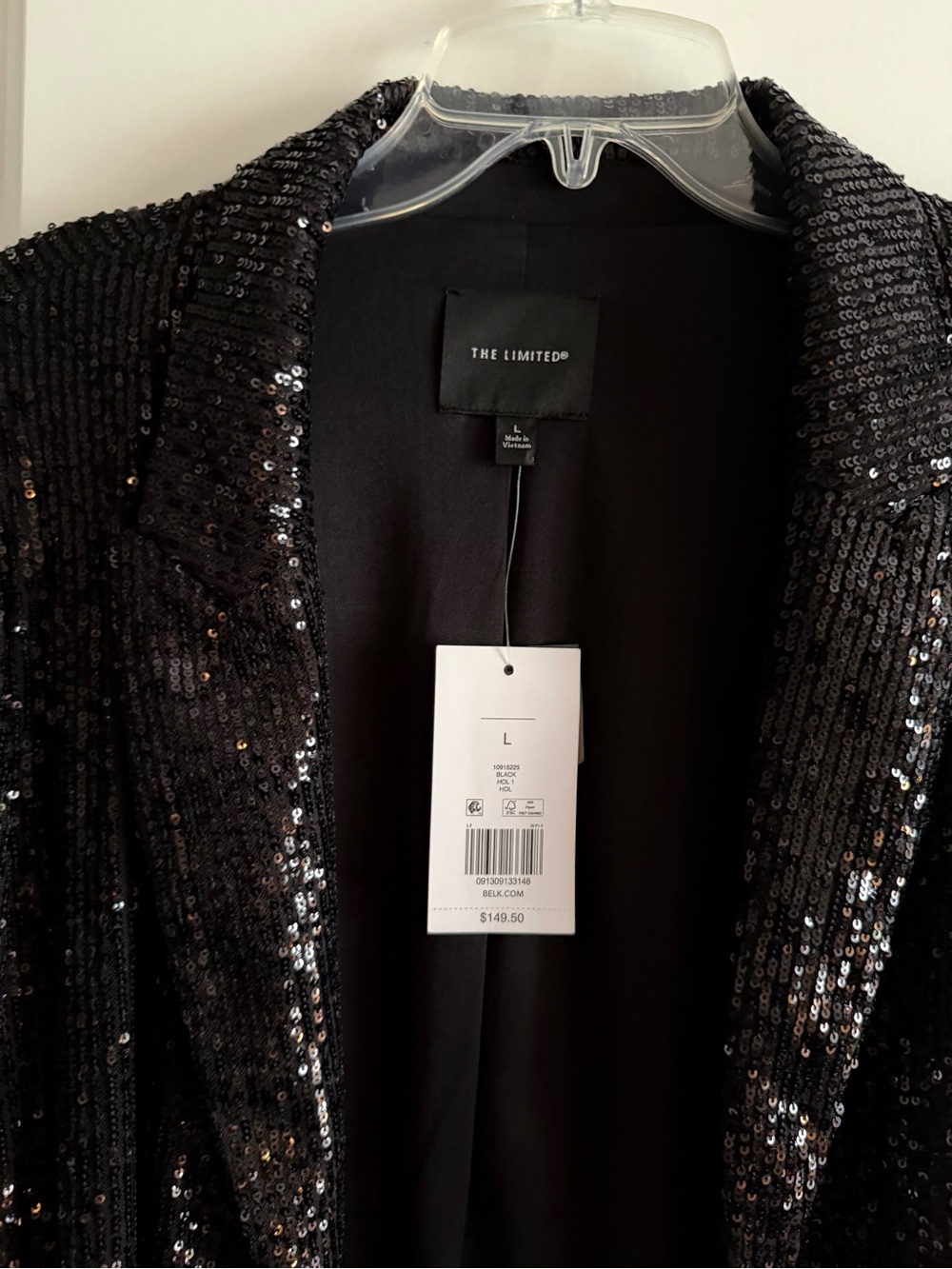 The Limited Black Sequin Blazer Jacket Large NWT Holiday Party Evening - Picture 6 of 7
